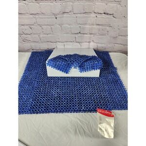 2 Glass Beaded Placemats & 3 Coaster Set Heavy Cobalt Blue
